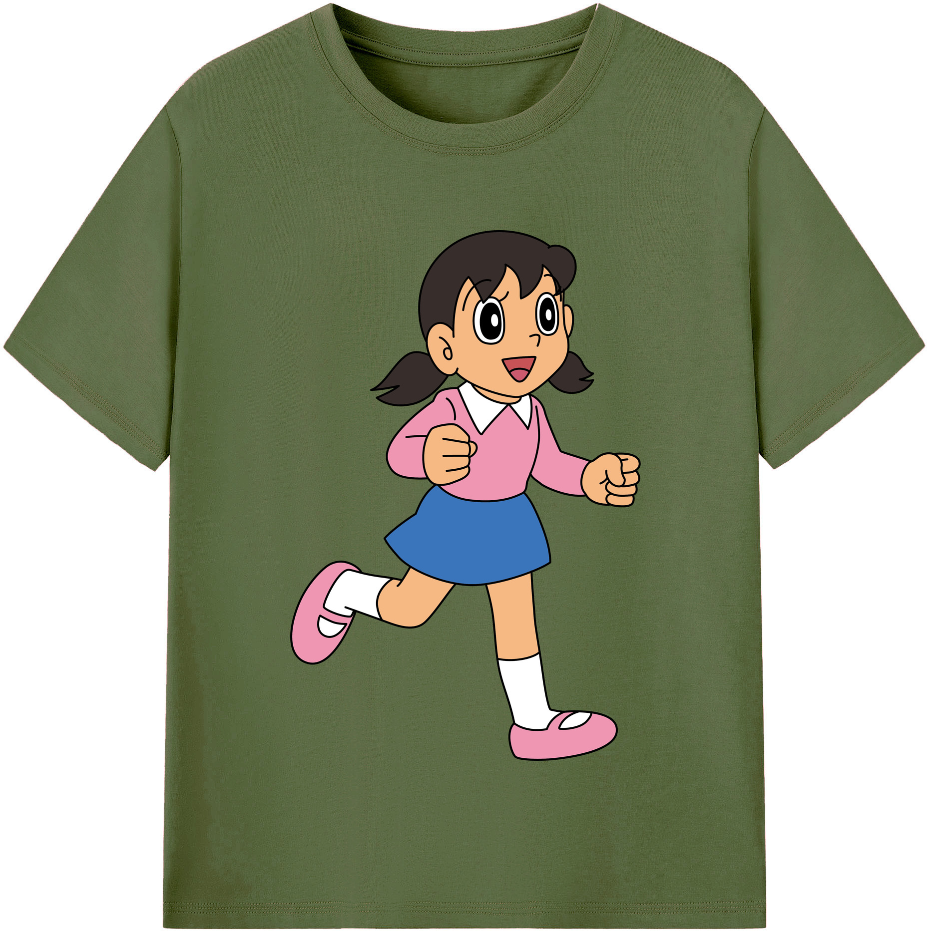（画像用） ドラえもん みなもと しずか Doraemon Shizuka Minamoto 綿100％半袖Tシャツ（フロントプリント）
